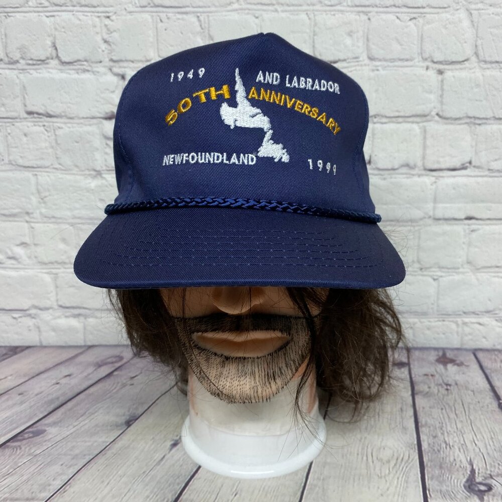 Vintage Trucker Hat Rope Cap Navy Blue New Found Land 50th Anniversary 1999 90s